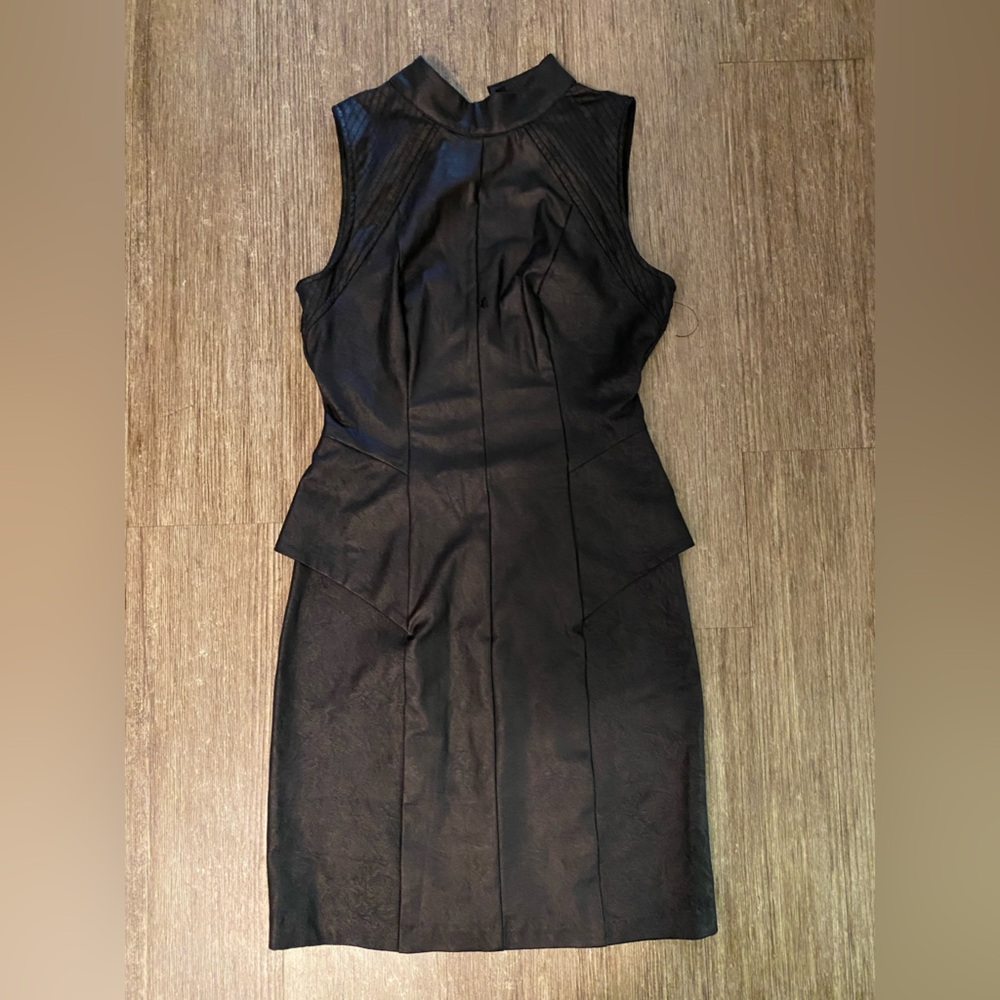Faux leather statement dress